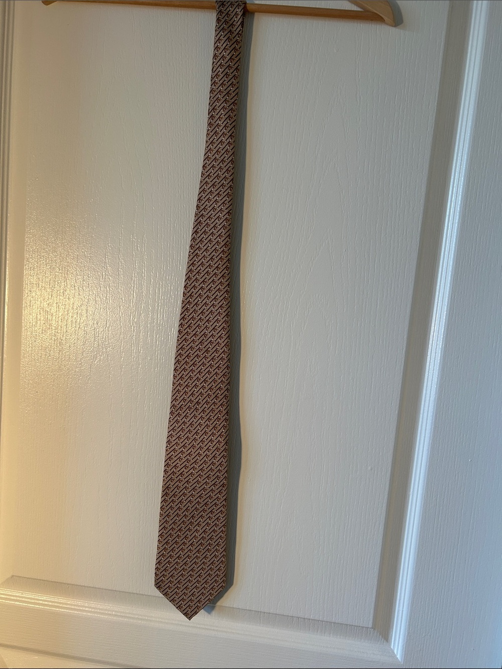 Men's Textured Brown Geometric Lancel (France) Silk Tie